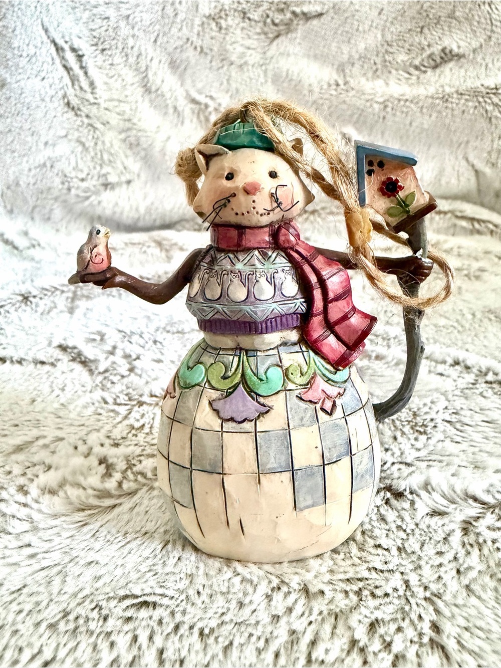 2008 Jim Shore Hand-Painted Multicolor Cat Figurine Home ornament